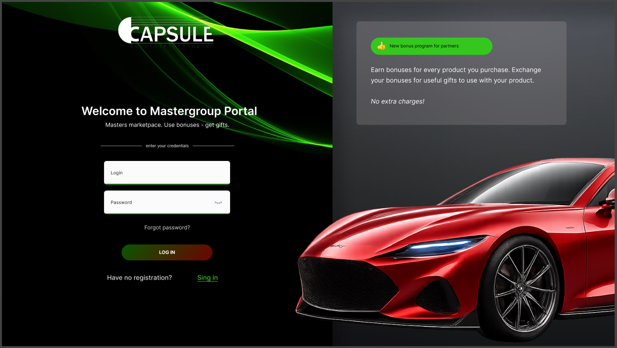 Capsule Mastergroup — Closed B2B Store for Partners